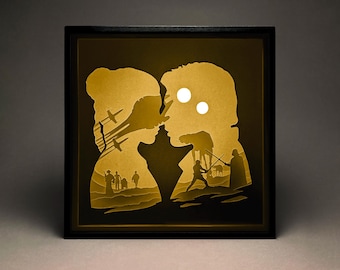 Boîte lumineuse Star Wars en papier découpé : Shadow Box Solo&Leia (téléchargement numérique)