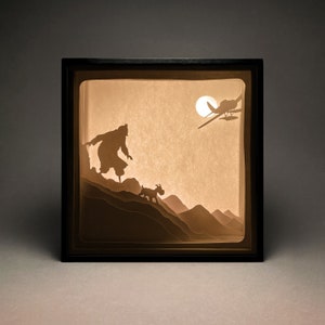 TinTin, Milo Papierschnitt LightBox, Schattenbox, SVG, 3D Papierschnitt Vorlage, Digital, Cricut, Silhouette, Wanddekoration, Kinderzimmer, Dekoration, DIY