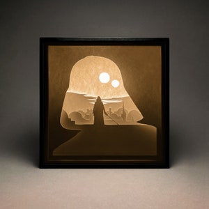 Star Wars Paper Cut LightBox, Shadow Box, SVG, modelo de corte de papel 3D, digital, Cricut, silhueta, casa, decoração de parede, Kylo Ren e Darth Vader