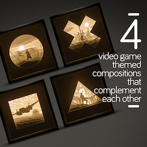 Pacchetto di simboli di videogiochi - LightBox, Shadow Box, SVG, Taglio di carta 3D, Digitale, Cricut, Silhouette, Decorazione da parete, Fai da te