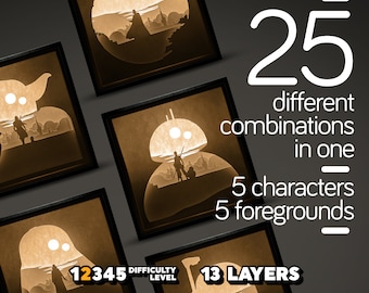 Star Wars Paper Cut Lightbox: 3D Shadow Box SVG Bundle (Digital)