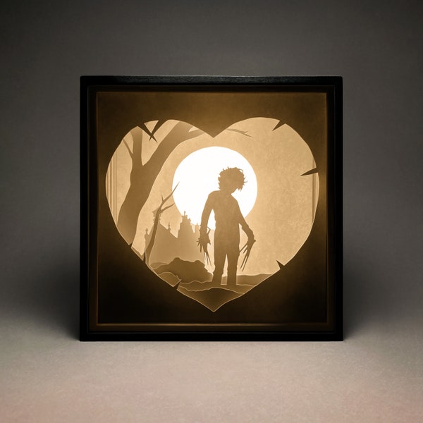 Edward Scissor-Hands Paper Cut LightBox, Shadow Box, SVG, 3D Paper Cut Template, Digital, Cricut, Silhouette, Wall Decor, Home Decor, DIY Edward Scissor-Hands Paper Cut LightBox, Shadow Box, SVG, 3D Paper Cut Template, Digital, Cricut, Silhouette, Wall Decor, Home Decor, DIY