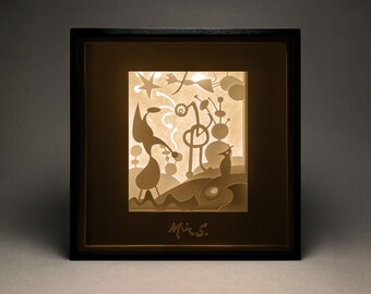 Modèle SVG de caisson lumineux en papier découpé inspiré de Miro (téléchargement numérique)