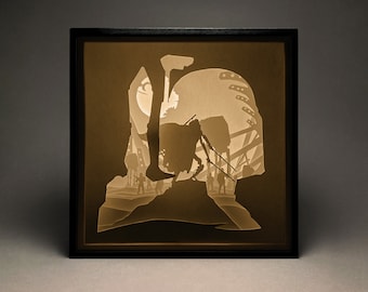 Star Wars Shadow Box, Grievous et Mandalorian, modèle 3D découpé dans du papier (numérique)