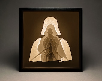 Boîte lumineuse en papier découpé Star Wars : boîte à ombres Jedis et Sith (téléchargement numérique)