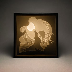 Kylo Ren & Rey Star Wars Paper Cut Light Box SVG Template (Digital Download)