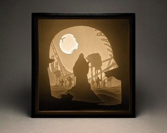 Star Wars Paper Cut Lightbox, Shadow Box, SVG, modèle 3D découpé dans du papier, numérique, Cricut, Silhouette, décoration murale, bricolage, Palpatine, Kylo Ren