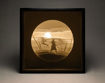 Ancient Warrior Lightbox SVG : modèle Shadow Box de jeu vidéo (numérique)