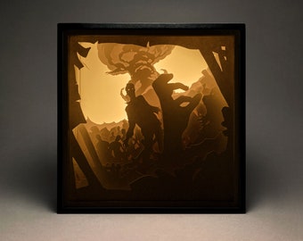 Boîte à lumière en papier découpé Zombie Apocalypse : modèle de boîte d'ombre 3D (téléchargement numérique)