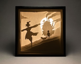 Moving Castle Paper Cut Lightbox: 3D Shadow Box Template (Digital Download)