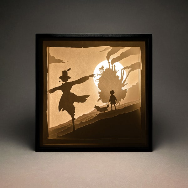 Moving Castle Paper Cut LightBox, Shadow Box, SVG, 3D Paper Cut Template, Digital, Cricut, Silhouette, Wall Decor, DIY