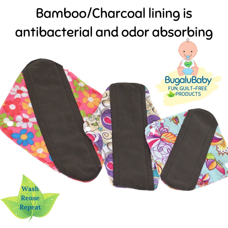 BugaluBaby Bamboo Cloth Menstrual/Incontinence Pads Set of 9 Etsy