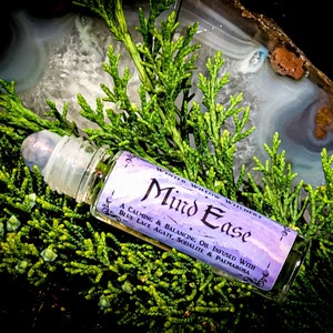 Mind Ease Roll-On Oil: Spiritual Self Care, Palmarosa, Blue Lace Agate, Sodalite Roller