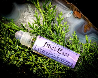 Mind Ease Roll-On Oil: Spiritual Self Care, Palmarosa, Blue Lace Agate, Sodalite Roller