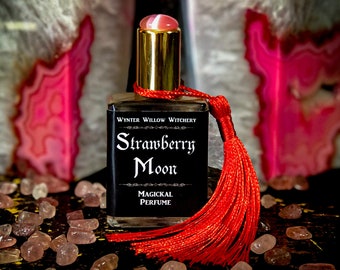 Strawberry Moon Magickal Perfume Crafted With Moonlight, Strawberry Quartz And Moonstone. Gift.
