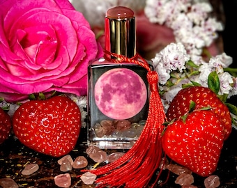 Strawberry Moon Magickal Perfume Infused With Moonlight And Crystal. Witch Perfume, Summer Fragrance
