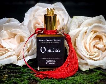 Opulence Magickal Perfume For The Witch Who Dares To Live Deliciously, Blessed With Moldavite and Lucrative Gems,  Classy Witch Gift.