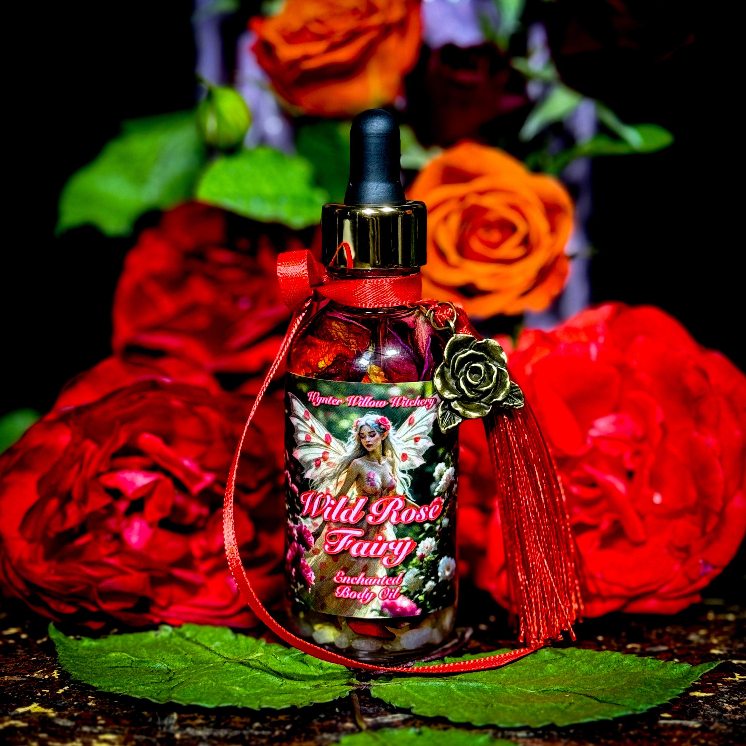 Wild Rose Fairy Body Oil: Organic Jojoba, Rose Quartz Infusion