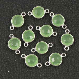 6 mm To 20 mm Bezel Connector Double Loop 92.5 Sterling Silver Connectors 10 Pcs Chalcedony Gemstones Round Double Bail Connector Sterling