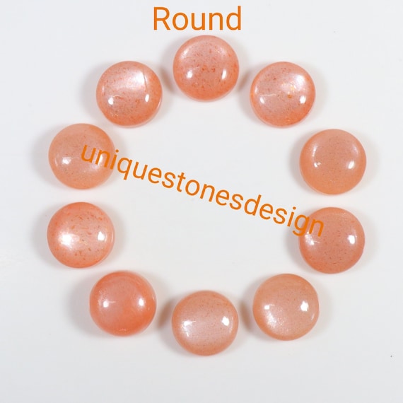 Peach Moonstone Cabochon: Round, Oval, Pear, Cushion Shapes (2-20 MM)