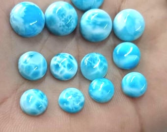 Natural Larimar Cabochon, Round Gemstone, Jewelry Making (3-20 MM)