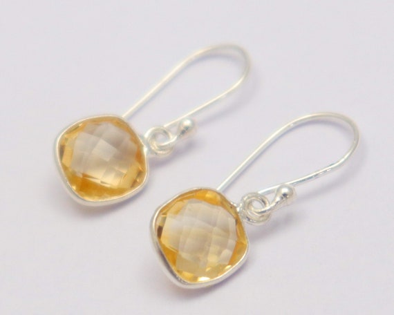 Citrine Topaz 92.5 Sterling Silver 1 Pair 12X8 mm Pear Earrings Hand Made Jewelry Gift For Her Jewelry Stone Earrings Silver Jewelry Earring