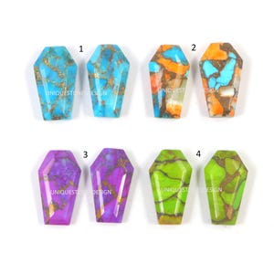 Natural Mix Turquoise Gemstones Coffin Shape Approx. 10X7 MM To 17X10 MM Tablet Cut Flat Bottom High Polished Gemstone Item Use for Jewelry