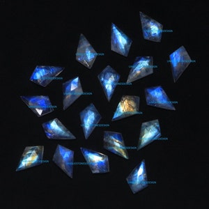 AAA+ Quality Rainbow Moonstone Kite Shape Approx. 13X8 MM Natural Rainbow Moonstone Rose Cut Flat Bottom Jewelry Making Loose Gemstone