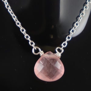Rose Quartz Sterling Silver Necklace: Handmade Pear Heart Jewelry