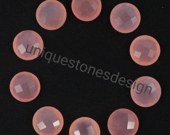 Pink Chalcedony Briolette Cut Gemstone, Round, Oval, Pear, Cushion Shape
