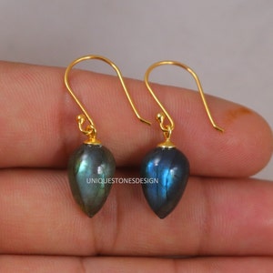 Labradorite Earring Drop Earrings Labradorite Drop Earrings Gemstone Plan Drops Earrings Dangle Earring Sterling Silver Earrings Gold Plated