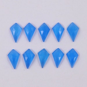 Blue Chalcedony 10 Pcs Natural Blue Chalcedony 13X8 mm Kite Shape Rose Cut Flat Bottom Jewelry Making Loose Gemstone Blue Chalcy Gemstone