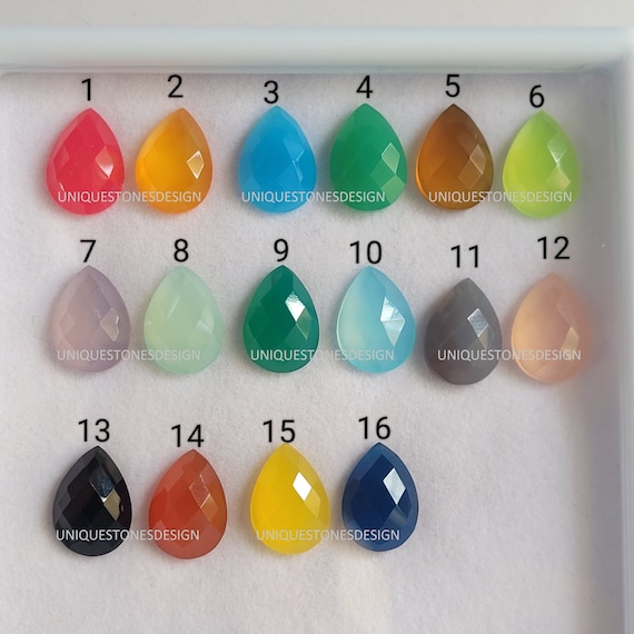 Pear Chalcedony Onyx Gemstone: Rose Cut, Jewelry Making (9X6 Mm to