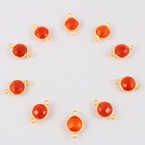 Gold Plated Red Onyx Sterling Silver 10 Pcs Round Connector Single And Double Bail Connector Hand Made Jewelry Gift For Her Jewelry