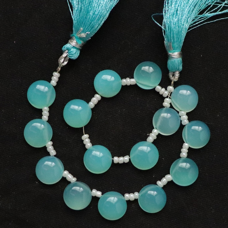 Paraiba Chalcedony 10x10MM Round Beads 3 Matched Pair Smooth Round Shape Cabochon Smooth Superb Item at Low Price Paraiba Chalcedony