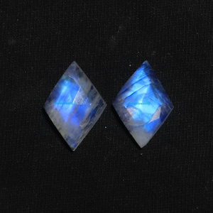 1 Pair Approx. 16X12 MM Diamond shape, Rose Cut Flat Bottom Natural rainbow moonstone, wholesale rainbow Gemstone  Rainbow moonstone