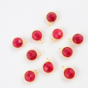 10 pcs Red Onyx single bell connector 92.5 Sterling gold plated Silver connector Round Shape Jewellery Handmade Items Gift For Her