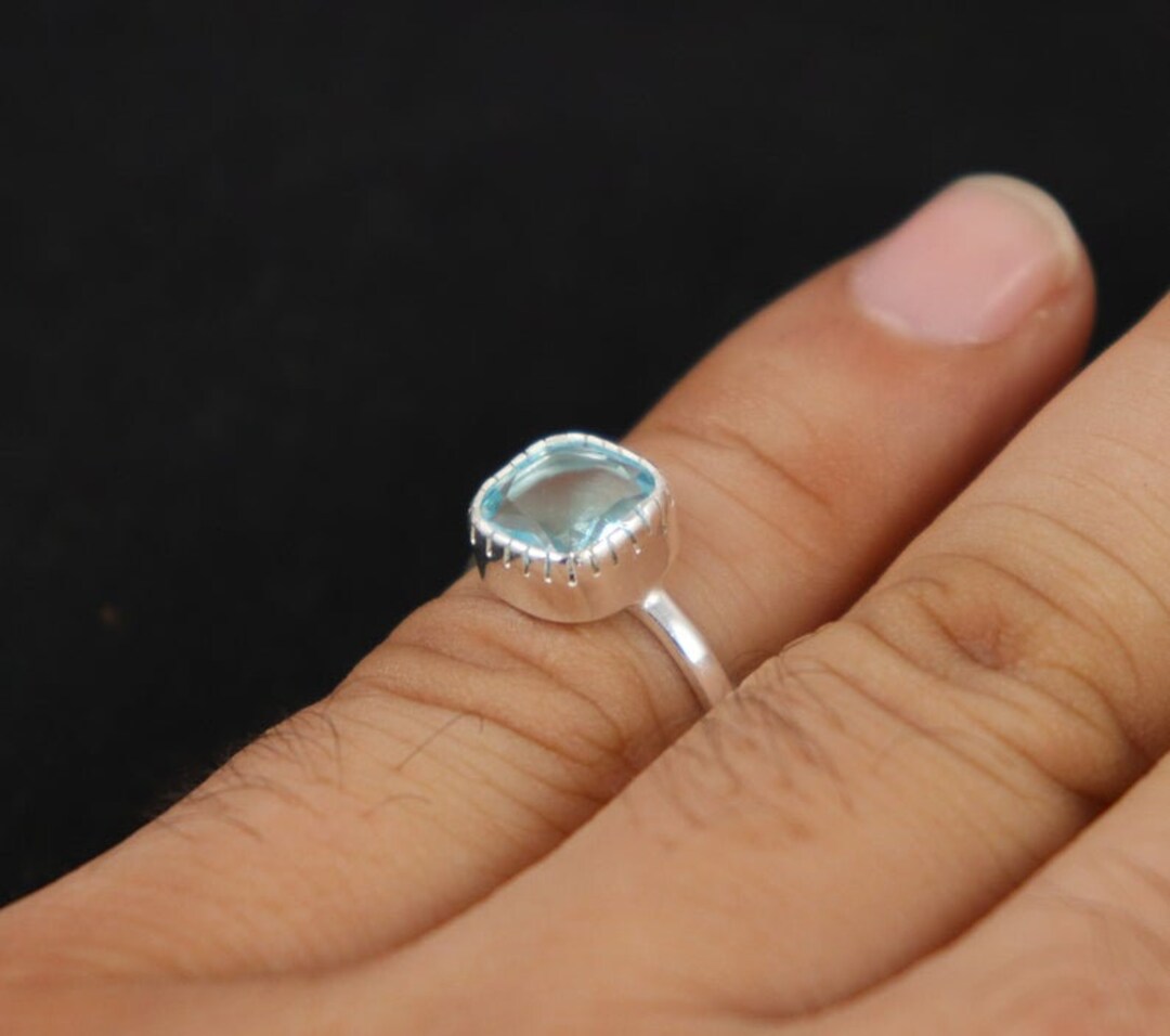 Anello fatto a mano in argento sterling con topazio mistico di fuoco