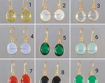 Talpe Gemstone Earring Green Amethyst Earring Dangle Earring Mix Gemstone Gold Plated Earrings 925 Sterling Silver Earring Gemstone Earrings