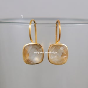 Mix Gemstone Cushion Earrings Briolette Cut Cushion Shape Earrings Mix Gemstone 925 Sterling Silver Earrings Gemstone Cushion Earrings