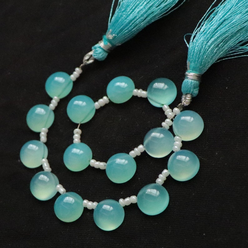 Paraiba Chalcedony 10x10MM Round Beads 3 Matched Pair Smooth Round Shape Cabochon Smooth Superb Item at Low Price Paraiba Chalcedony