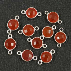 6 mm To 20X15 mm Red Onyx Sterling Silver Connector Double Bail Round, Cushion, Oval Pear, Double Loop Connector Hand Made Jewelry