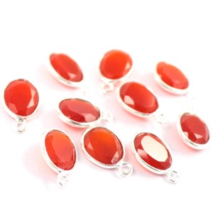 8X6 mm To 20X15 mm Red Onyx 10 Pcs Talpe Cut Egg Shape Gemstone 92.5 Sterling Silver Connector Single Bail Hand Made Jewelry