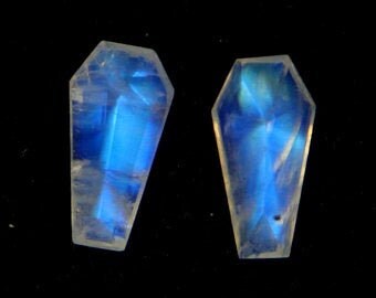 レインボームーンストーン コフィン ジェムストーン、ホワイト、16x8