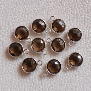 10 Pcs Smoky Quartz Round 6 mm To 20 mm Round Gemstone Connector Single Bail And Double Bail Connector 925 Sterling Silver Connector Loop