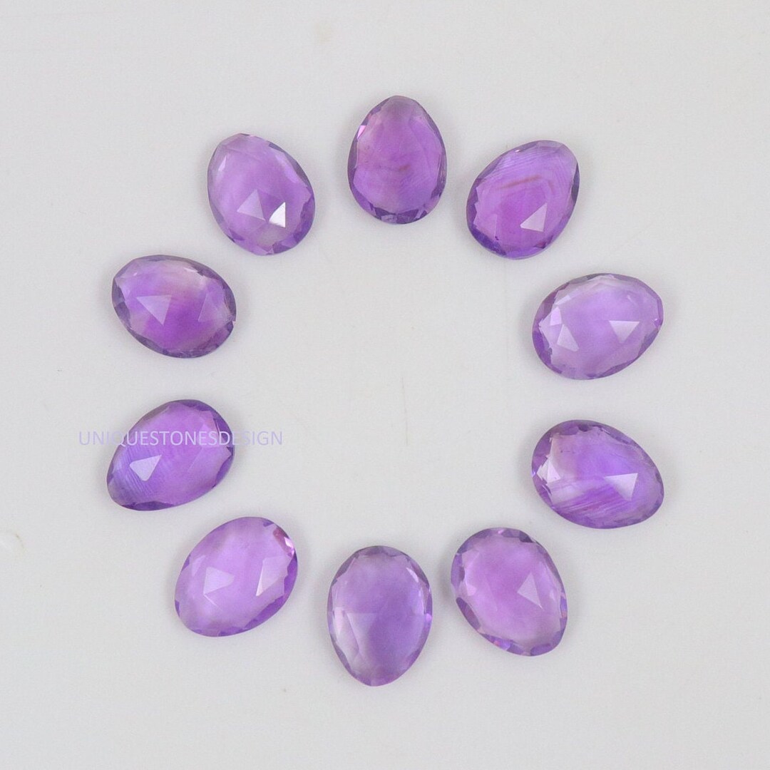 ブラジル産アメジスト宝石：ファセットカット卵形、8x6-25 x 18 mm