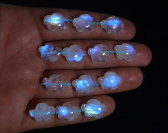 AAA+Quality 1 Match Pair Of Rainbow Moonstone Cloud Shape Approx. 14X10 MM To 18X13 MM Cabochon Smooth Flat Bottom High Polished Gemstone