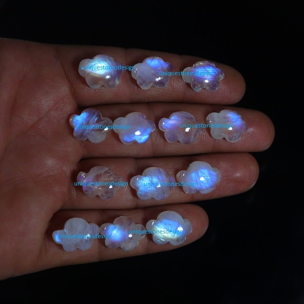 Rainbow Moonstone Cloud Cabochon, Smooth Flat Bottom, 14x10-18x13mm
