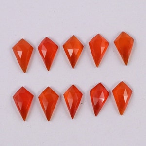 Carnelian 10 Pcs Natural Carnelian 13X8 mm Kite Shape Rose Cut Flat Bottom Jewelry Making Loose Gemstone Carnelian Gemstone