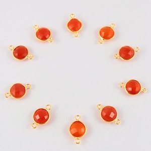 10 pcs Red Onyx silver connector 92.5 Sterling gold plated Silver connector Round Shape Jewellery Handmade Items Gift For Her